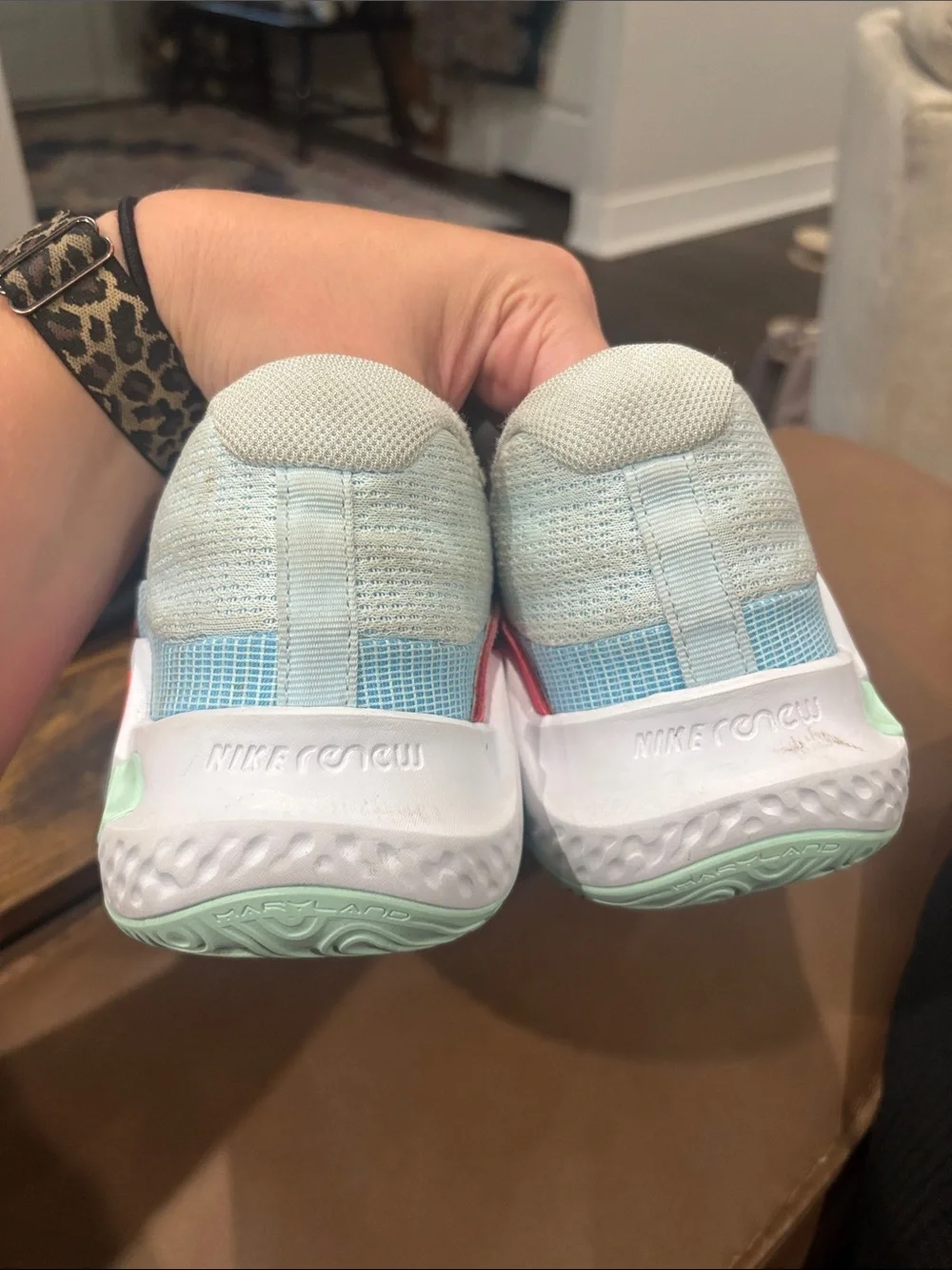 Nike Men’s Light Blue and Coral Slip-On Athletic Sneakers